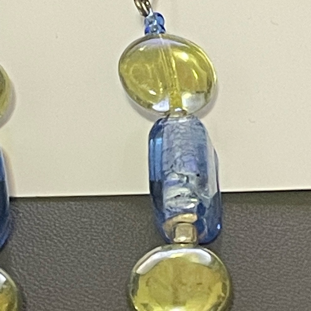 Sonoma Blue and Gold Beaded Earrings - Picture 3 of 3